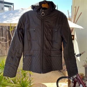 "Prada" light-weight black jacket with removable hood